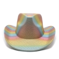 Macro shot of rainbow glitter sequins and metallic texture on a western cowboy hat - M (56-58cm) / Yellow