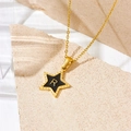 Gold star necklace with black enamel inlay and letter R pendant for women - Letter R Style (D112)