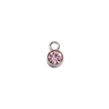 Pendente 6mm pietra rosa in acciaio inossidabile argento per creazione gioielli - Color Acciaio / Rosa Chiaro