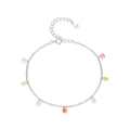 S925 sterling silver bracelet featuring colorful dangling zircons with lobster clasp - 925 Silver / Silver