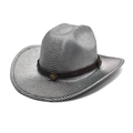 Cappello da cowboy classico a righe argento con fascia in pelle marrone e borchie su bianco - M(56-58cm) / Grigio Argento