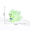 Miniature green rabbit figurine with blue bow, 2.8x3.5cm DIY micro landscape decor - Luminous Green