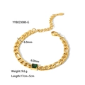 Bracelet maille gourmette plaqué or 18 carats avec zircon vert carré, largeur 6,0 mm - Bracelet chaîne fine avec pierre précieuse verte carrée (YYB023080-G)