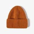 Classic ribbed knit beanie in caramel brown finish with folded cuff for winter warmth - One Size / Orange Yellow