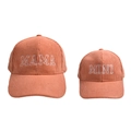 Rust brown corduroy baseball caps set with MAMA and MINI white embroidery for family - Orange Corduroy Baseball Caps For Parents And Children / One Size