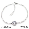Silver stainless steel heart bracelet with clear cubic zirconia stones and lobster clasp - Steel - White Heart Bracelet