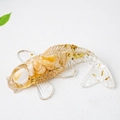 Handcrafted resin koi fish figurine with gold foil and natural yellow crystal stone infill - White Shell