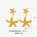 Goldene Seestern-Ohrringe aus Edelstahl für den Strandurlaub mit Maßen 5,5 cm mal 3,3 cm - Goldene Seestern-Ohrringe