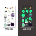 Luminous Halloween temporary tattoo WS-360 with skeletons and ghosts in neon green glow - Skull and Magic Book Style (WS-360)