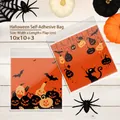 Halloween self-adhesive candy bags with orange pumpkin and black cat designs 10x10cm - Orange 2-in-1 Mix Approx 100pcs