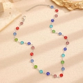 Chic silver alloy bracelet with colorful round cut multi-color gemstone crystals - Silver Multicolor Round Diamond Necklace (9044)