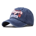 Berretto da baseball vintage in cotone lavato blu scuro con ricamo Player 75 - Regolabile / Blu navy