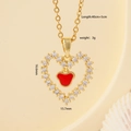 Collana a cuore dorata con pietra rossa e dettagli in zirconi cubici micro-pavé - Rosso