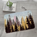 Artistic rectangular forest printed flannel mat with non-slip backing for home decor - 40x60cm / Coniferous Forest