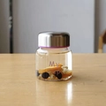 Mini high borosilicate glass jar with silver metal lid and pink My CUP printing - Purple 150ml