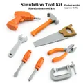 Kit di 8 attrezzi giocattolo per bambini in arancione e grigio con trapano e martello - Set di Strumenti di Simulazione da 8 Pezzi