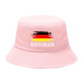 Stylish pink bucket hat featuring a vintage German flag and Deutschland print - M / 8# Brushstroke Flag + Deutschland - Light Pink