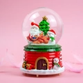 Christmas crystal ball with Santa and snowman on red cottage base for festive gift - Christmas Gift Snowman (2022-3) / 8cm Music + Light