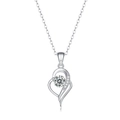 Classic 925 sterling silver heart necklace with 1 carat sparkling moissanite stone - (s925 Silver + Moissanite P11594-5.0mm/50 Points) / Chain Length 40cm + 5cm (extension Chain)