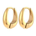 Polished 18K gold plated stainless steel mini teardrop hoop earrings on white background - Mini Pear Shaped Hoop Earrings - Gold