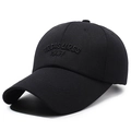 Classic black cotton baseball cap with 3D embroidered TREASURES 1987 lettering detail - Adjustable / Black with Black Embroidery