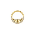 Titanium F136 gold hinged segment ring with sparkling clear zircons and beaded design - Gold Zirconia Beads
