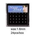 Detail view of 24pcs 316L surgical steel 1.8mm nose studs with sparkling rhinestones - Straight Bar (1.8mm) / 24pcs/Box / Silver Bar + White Zircon