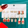 Christmas stud earring set featuring reindeer, Santa Claus, and red gift box designs - Christmas Earring Set (HZS2280-5)