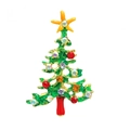 Festive Christmas tree brooch with green enamel, gold base and colorful rhinestones - Colorful Rhinestone Tree