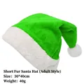 Green plush LED Christmas hat for adults with soft white faux fur trim, size 30x40cm - 30*40cm / Green Short Plush (Adult)