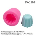 Pink silicone cannelé mold for DIY succulent pots and candles with finished blue sample - Pink