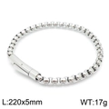 Silver square pearl box chain magnetic bracelet for men with size details 220mm length - Bracelet (220mmx5mm) / Steel Color Bracelet (KB145394-KFC)