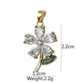 18k gold rose pendant with green and clear gems, size 2.2x1.2cm, weighing 2.2g - D9010JB Flower