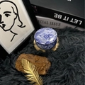 Artistic blue paisley pattern scented candle in a decorative vintage metal jar - H16 Citronella
