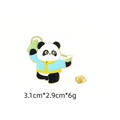 Detail showing cartoon panda enamel pin dimensions 3.1cm by 2.9cm with butterfly clutch - Blue Chinese Costume Panda