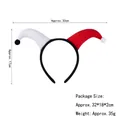 Jester style plush headband in red and white colors for Halloween costumes, 30cm x 17cm - Red and White Color Block Style