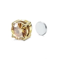 Single magnetic stud earring with 4-claw gold base and amber cubic zirconia - 8mm (X168) / Imitation Gold / Single Magnetic
