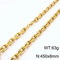 Men's gold plated stainless steel O-chain necklace with lobster clasp, 450x8mm size - Gold Necklace (45cm)