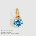 14K gold stainless steel necklace with 6mm light sapphire march birthstone pendant - 6x6mm / March Light Blue - Gold