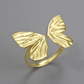 Adjustable S925 silver ring featuring a golden butterfly design in a minimalist style - Adjustable Open / Gold
