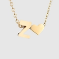 Gold plated initial Z necklace with heart pendant charm, personalized name jewelry - Letter Z / Gold