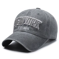 Dark grey washed vintage cotton baseball cap with New York 1625 embroidery - One Size Adjustable / Gray