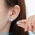 Pendientes plateados con textura de lava irregular y perla blanca para mujer - Color Acero (KE114917-K)