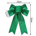 Bright green glitter Christmas bow with star sequins and 23cm measurement marks - Green Glitter / 23cm*33cm