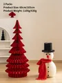 Red honeycomb paper Christmas tree and snowman set for 2025 festive home decoration - Set 7 (2pcs)