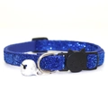 Sparkly dark blue glitter cat collar with cute kitten buckle and silver bell detail - Blue