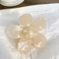 Iridescent cream floral hair claw clip with mother of pearl finish in a large size - Flower 6.5cm / Iridescent Yellow