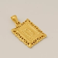 Pendente quadrato dorato in acciaio con design in pizzo traforato e lettera G - D-Ciondolo Singolo