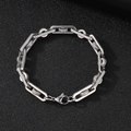 Pulsera de eslabones de engranaje en acero inoxidable plateado para hombre sobre negro - Estilo B 8mm*22cm (KB186672-Z) / Color Acero