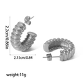 Détail des boucles d'oreilles créoles tressées argentées avec dimensions et poids précis - Te6426-s